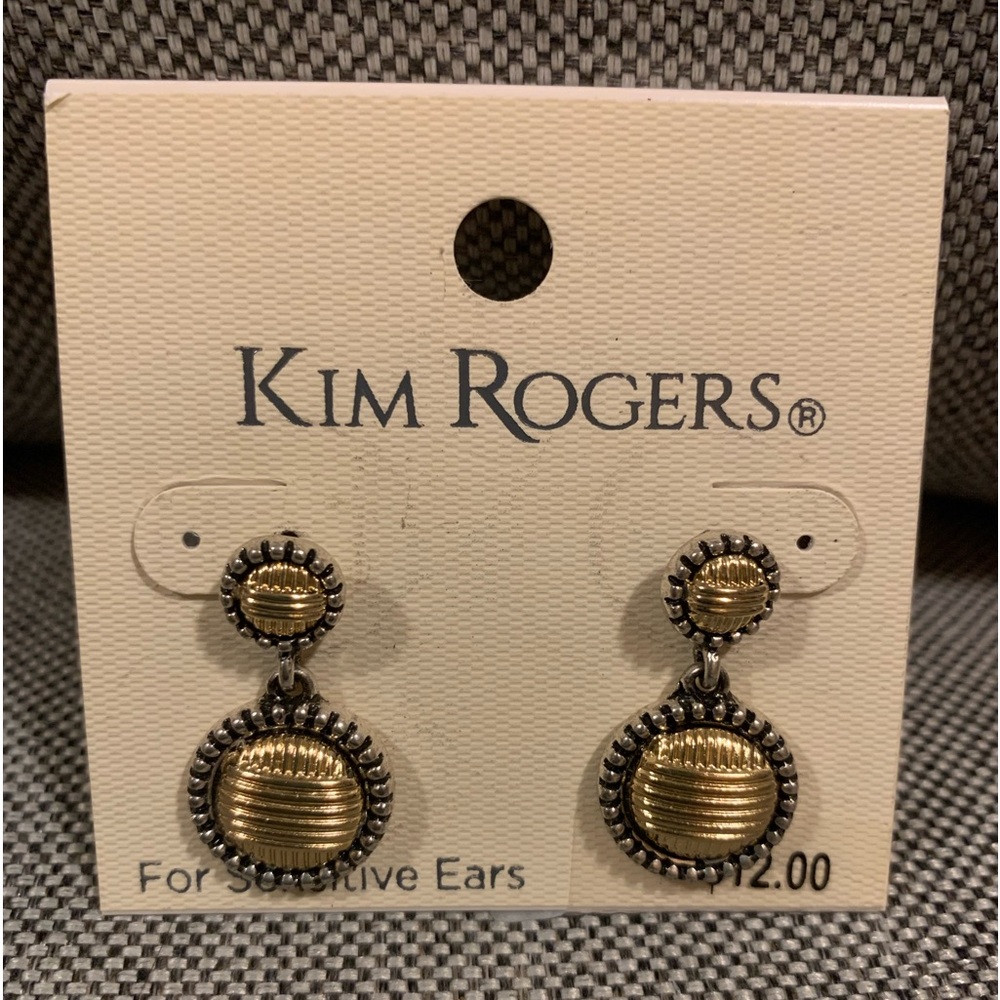 NEW Beautiful Kim Rogers Two-Tone for Sensitive Ears Pierced Earrings